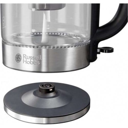 Электрочайник Russell Hobbs Glass, 1.7л, стекло, подсветка, серебристо-черный