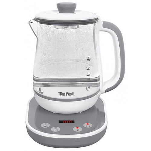 Електрочайник Tefal Tastea tea maker 1.5л, скло, заварник, біло-сірий