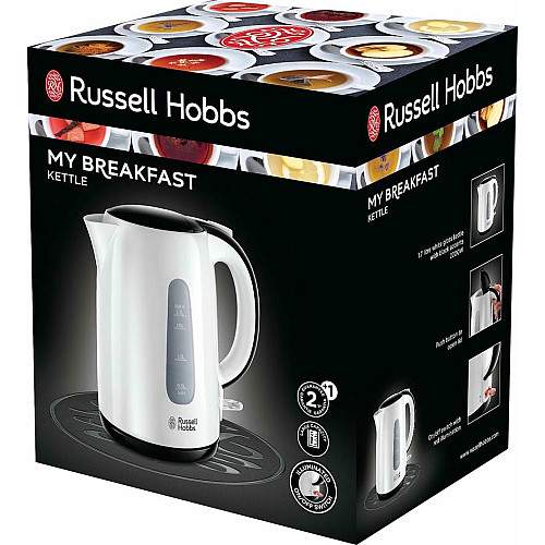 Електрочайник Russell Hobbs My Breakfast 1.7л, пластик, біло-чорний
