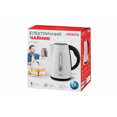 Электрочайник ARDESTO 1.7л, Strix, металл, белый