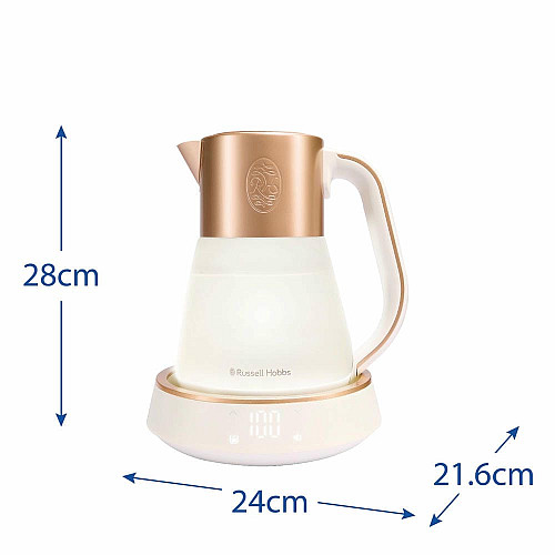 Електрочайник Russell Hobbs Calm, 1.7л, скло, біло-мідний