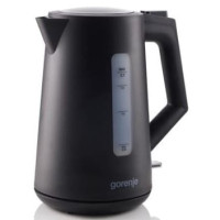 Електрочайник Gorenje 1.7л, Strix контроль, чорний матовий