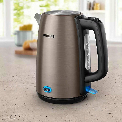 Электрочайник Philips Viva Collection 1.7л, металл, LED подсветка, медно-черный