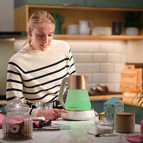 Електрочайник Russell Hobbs Calm, 1.7л, скло, біло-мідний