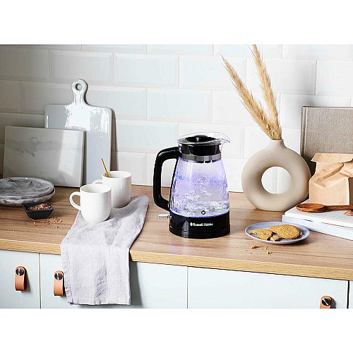 Електрочайник Russell Hobbs Hourglass 1.7л, скло, підсвічування, чорно-сріблястий