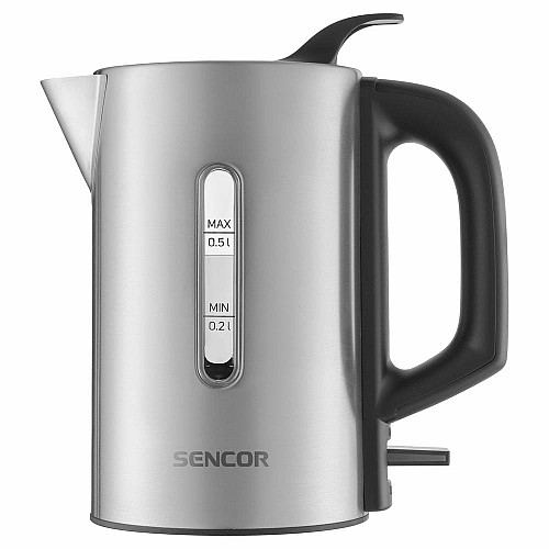 Электрочайник Sencor 0.5л, Strix, пластик, в комплекте 2 стакана + 2 ложки, нерж. сталь