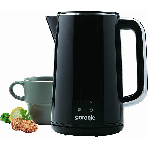 Электрочайник Gorenje 1.7л, двойные стенки, LED дисплей, Strix контроль, черный