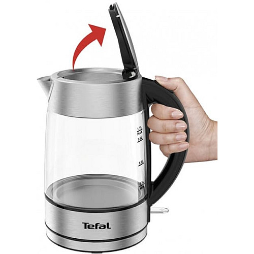 Электрочайник Tefal Glass Kettle 1.7л, стекло, с подсветкой, серебристо-черный