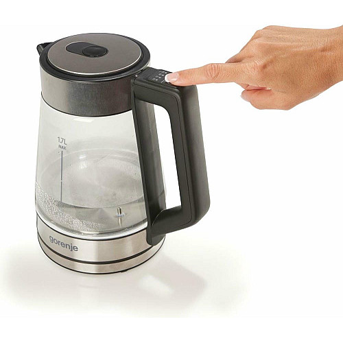 Электрочайник Gorenje 1.7л, 2,200 Вт, стекло, нерж