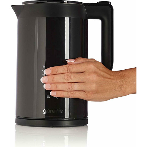 Электрочайник Gorenje 1.7л, двойные стенки, LED дисплей, Strix контроль, черный