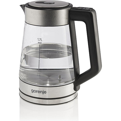 Электрочайник Gorenje 1.7л, 2,200 Вт, стекло, нерж