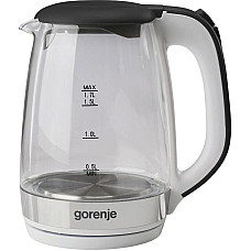 Електрочайник Gorenje 1.7л, 2,200 Вт, strix контроль, скло, білий
