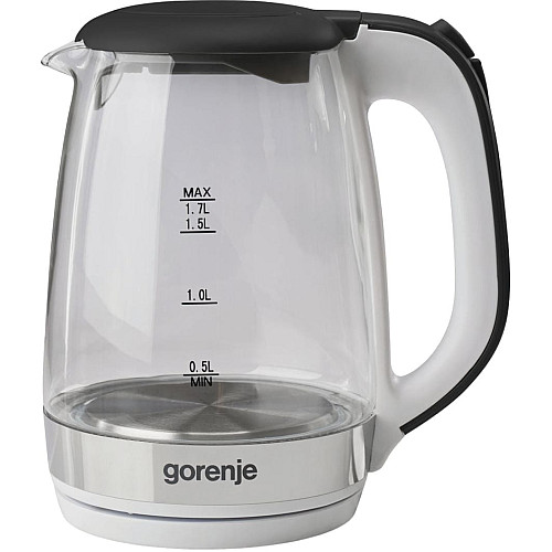 Электрочайник Gorenje 1.7л, 2,200 Вт, strix контроль, стекло, белый