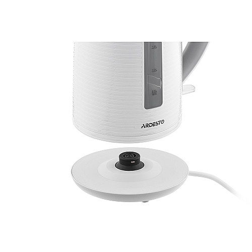 Електрочайник ARDESTO White stripes 1.7л, Strix, пластик, біло-сірий