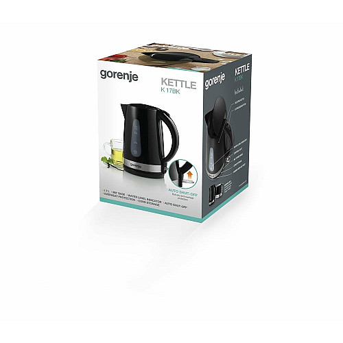 Електрочайник Gorenje, 1,7л, пластик, чорний