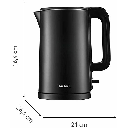 Електрочайник Tefal Thermo Protect, 1.5л, пластик, нержавіюча сталь, чорний