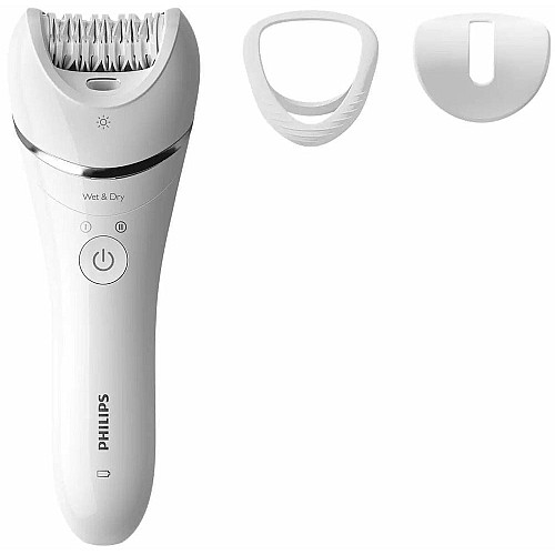 Епілятор Philips 8000 series дисковий, акумуляторний , пінцет.-32, волог.+сух., насадок-2, з підсвіткою, білий