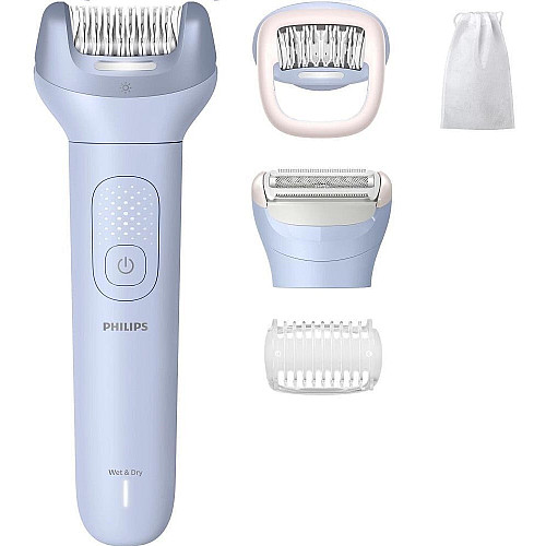 Эпилятор Philips Series 8000 дисковый, аккумул., пинцет.-32, влажн.+сух., насадок-4, чехол бело-голубой