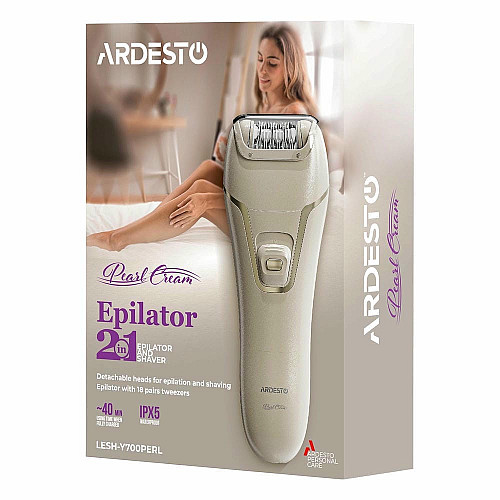 Епілятор ARDESTO 2в1 Pearl Cream LESH-Y700PERL, пінцетний, акумул., пінцет.-18, сух., насадок-2, бежевий