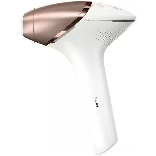Фотоэпилятор Philips Lumea IPL 9900 Series, аккумуляторный, кол-во вспышки.-450000, 2-4 см2, насадок-3, футляр, бело-золотой.
