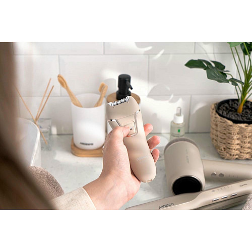 Епілятор ARDESTO 2в1 Pearl Cream LESH-Y700PERL, пінцетний, акумул., пінцет.-18, сух., насадок-2, бежевий