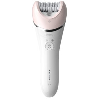 Епілятор Philips 8000 series дисковий, акумуляторний , пінцет.-32, волог.+сух., насадок-6, з підсвіткою, біло-рожевий