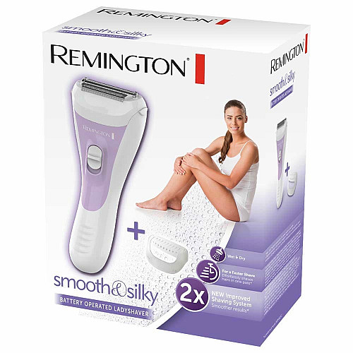 Бритва электр. Remington сетчатая Smooth&Silky, АААx2, сух.+влажн., женский триммер, бело-фиолетовый