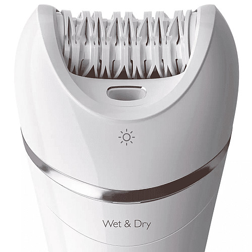 Эпилятор Philips Epilator Series 8000 дисковый, аккумуляторный, пинцет.-32, влажн.+сух., насадок-5, бело-розовый