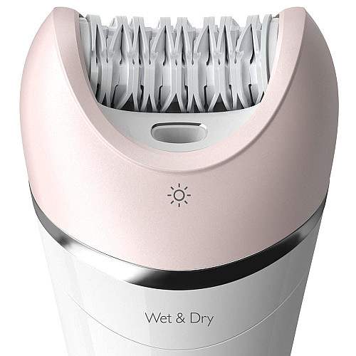 Епілятор Philips 8000 series дисковий, акумуляторний , пінцет.-32, волог.+сух., насадок-6, з підсвіткою, біло-рожевий