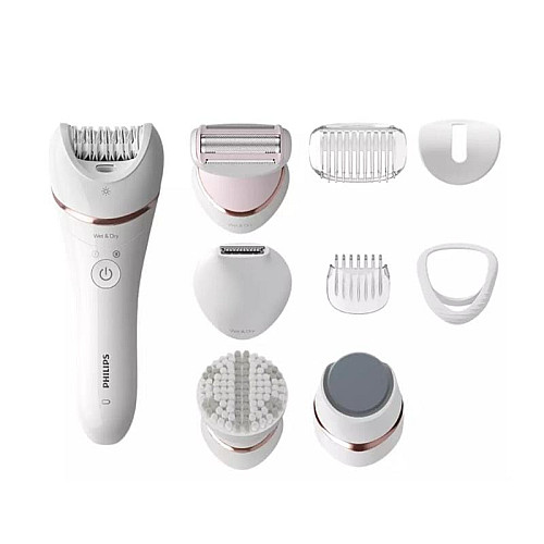 Эпилятор Philips 8000 series дисковый, аккумуляторный, пинцет.-32, влажн.+сух., насадок-8, с подсветкой, белый