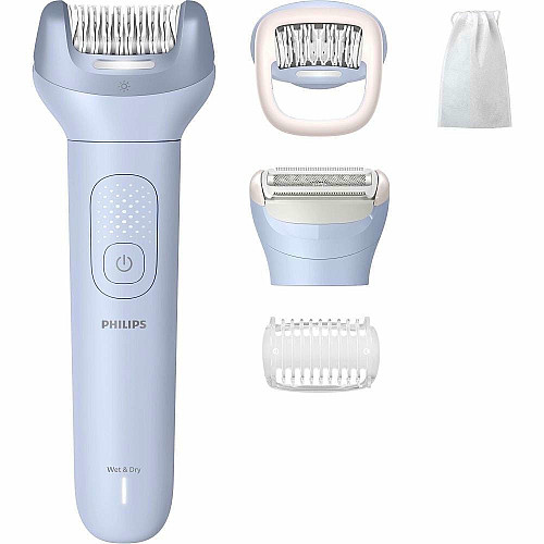 Эпилятор Philips Series 8000 дисковый, аккумул., пинцет.-32, влажн.+сух., насадок-4, чехол бело-голубой