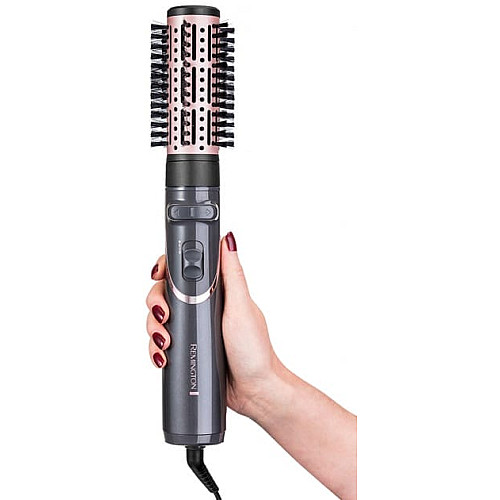 Фен-щетка Remington Curl & Straight Confidence, 800Вт, 2 режима, иониз-я, оборот., хол. обдув, кейс, керамика, серый