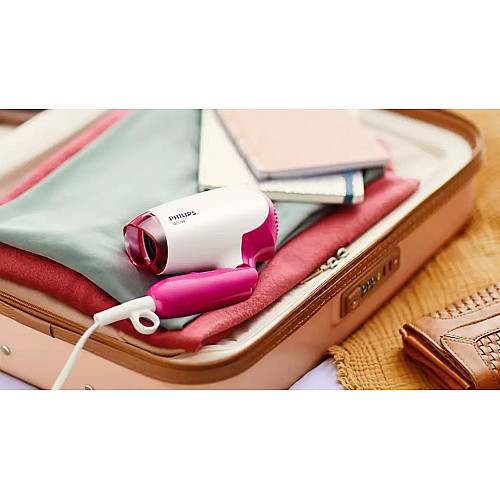 Фен Philips DryCare Essential дорожній, 1400Вт, 2 режими, хол. обдув, рожевий