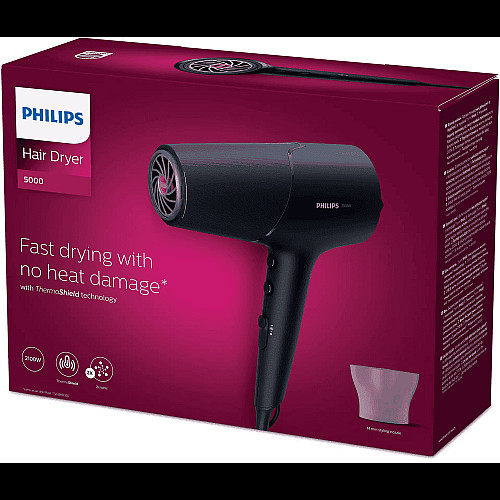 Фен Philips 5000 Series, 2100Вт, 3 режими, іонізація, хол. обдув, темно-сірий