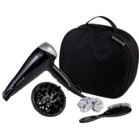 Фен Remington Style Edition, 2200Вт, 3 режими, іоніз-я, хол. обдув, дифузор, гребінець, резинка, кейс, чорно-сірий