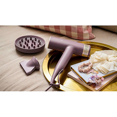 Фен Remington AIRvive, 1600Вт, 3 режима, диффузор, иониз-я, холл. обдув, фиолетово-золотой