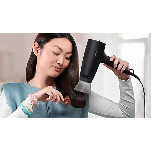 Фен Philips 3000 Series дорожный, 1600Вт, 3 режима, диффузор, холл. обдув, черный