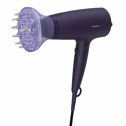 Фен Philips 3000 Series, 2100Вт, 3 режима, диффузор, иониз-я, холл. обдув, синий