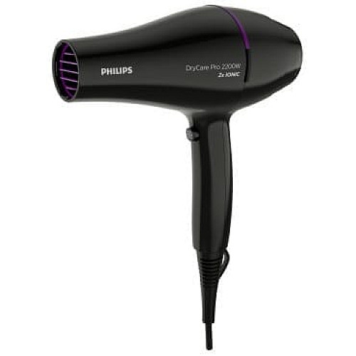 Фен Philips DryCare ACmotor, 2200Вт, 3 режима, диффузор, иониз-я, холл. обдув, черный