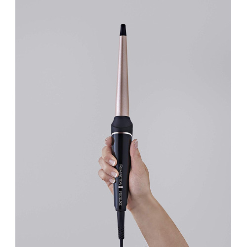 Плойка Remington ProLuxe Midnight Edition, конусна, 37Вт, темп.режимів-10, D-13-25mm, 120-210С, дисплей, кераміка, чорний