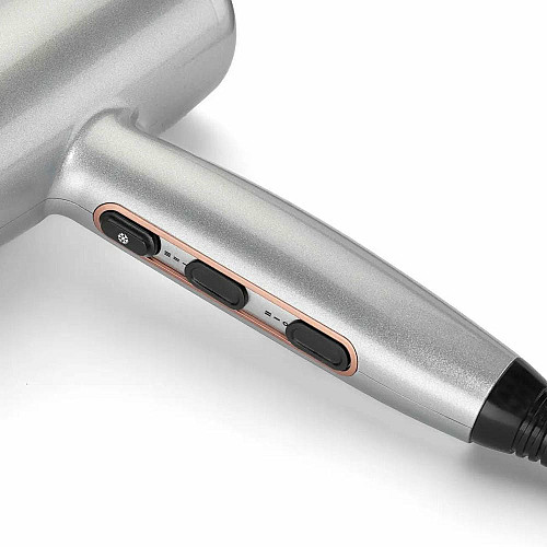 Фен Babyliss Cosmos, 2100Вт, 3 режими, іонізація, хол. обдув, 2 насадки, сірий
