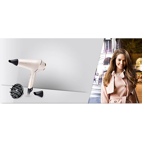 Фен Remington ProLuxe AC motor, 2400Вт, 3 режима, диффузор, иониз-я, холл. обдув, розовый