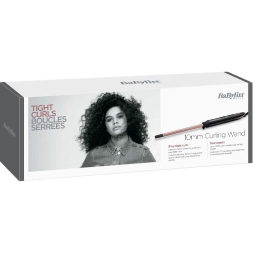 Плойка Babyliss Rose Quartz, 48Вт, темп.режимів-6, D -10mm, 160-210С, кераміка, чорно-рожевий