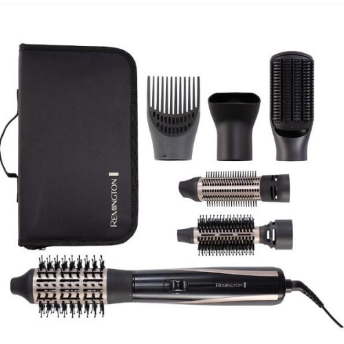 Фен-щітка Remington Blow Dry & Style Caring, 1200Вт, 2 режими, іоніз-я, хол. обдув, кейс для зберігання, кераміка, чорно-золотий