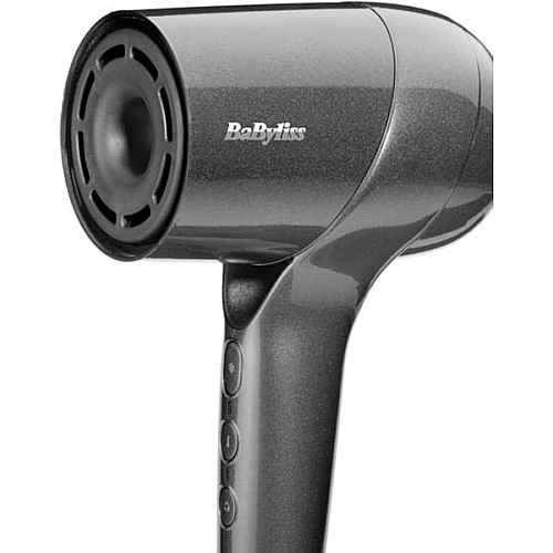 Фен Babyliss Titanium Shine, 1600Вт, 3 режима, ионизация, холл. обдув, 2 насадки, темно-серый