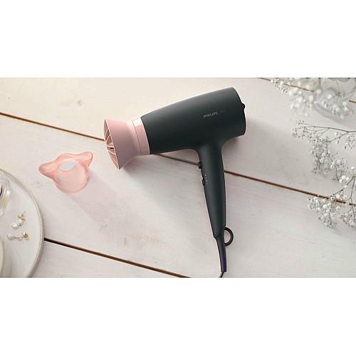 Фен Philips 3000 Series, 2100Вт, 3 режима, ионизация, холл. обдув, черно-розовый