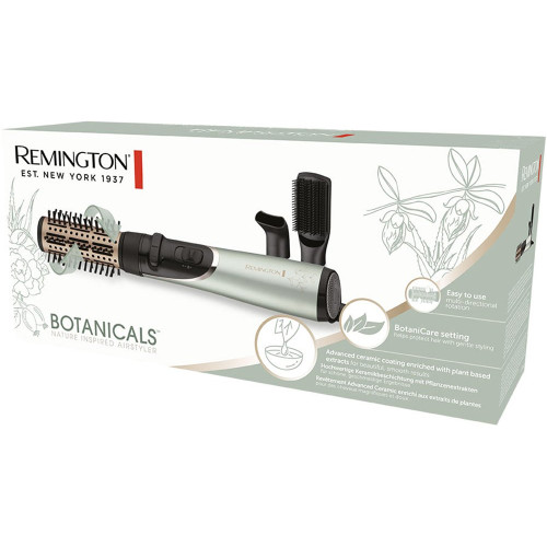 Фен-щітка Remington Botanicals, 800Вт, 2 режими, іоніз-я, оберт., хол. обдув, кераміка, м'ятно-чорний