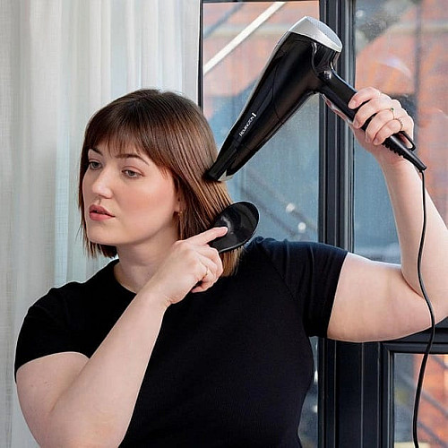 Фен Remington Style Edition, 2200Вт, 3 режима, иониз-я, холл. обдув, диффузор, расческа, резинка, кейс, черно-серый