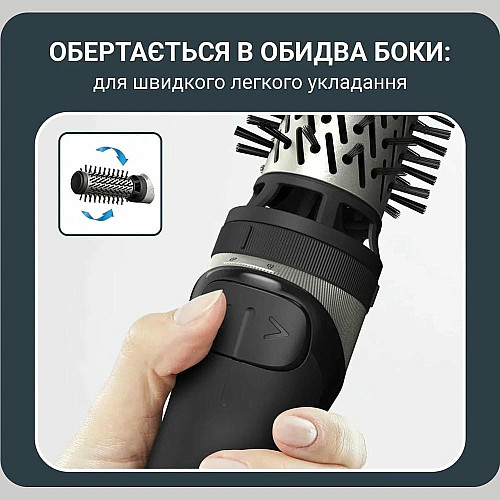 Фен-щетка Rowenta Brush Active, 1000Вт, 3 режима, иониз-я, холл. обдув, оборот. насадка, 3 насадки, керамика, черный