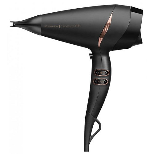 Фен Remington Supercare PRO 2200 AC motor, 2200Вт, 3 режима, диффузор, иониз-я, холл. обдув, черный